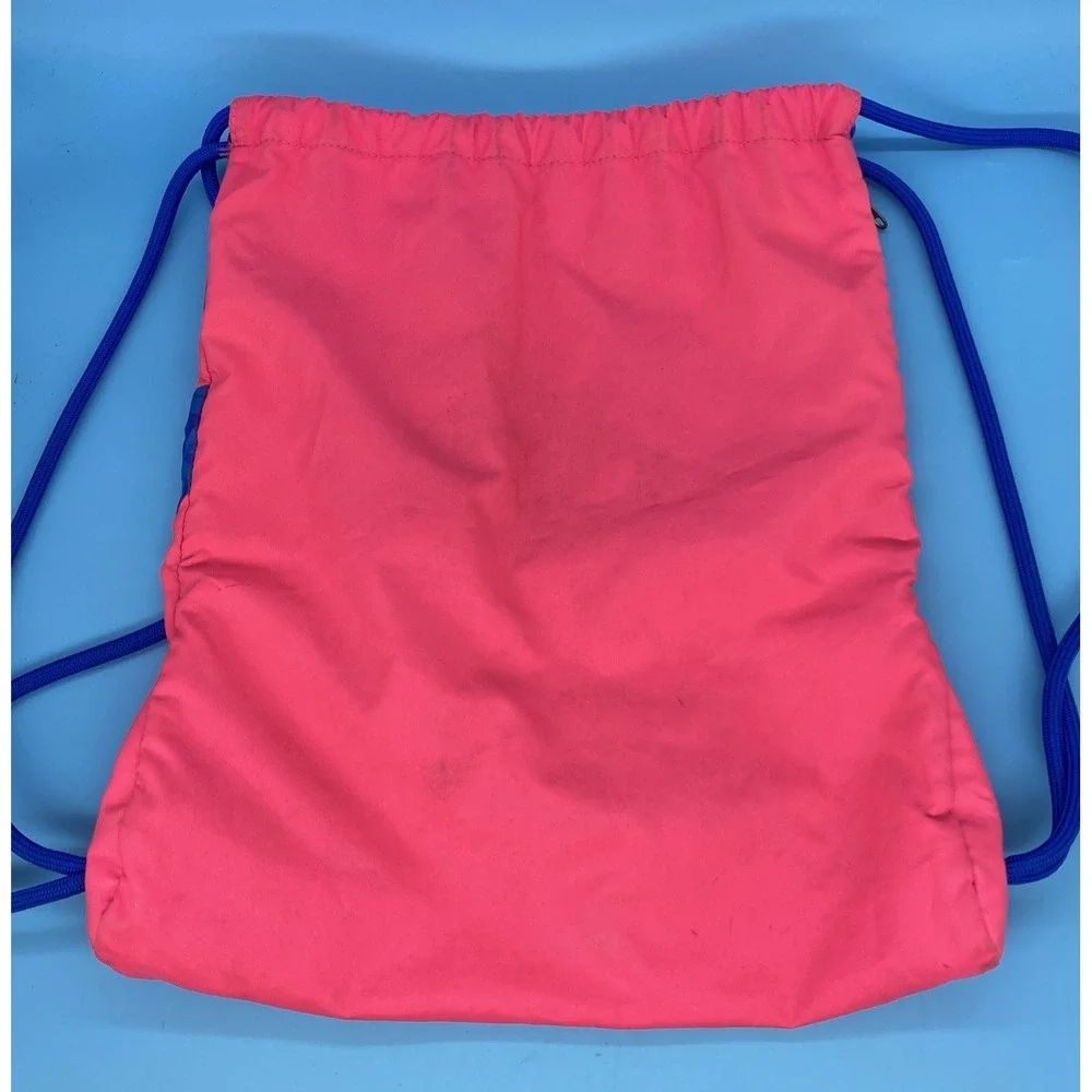 Nike Heritage Drawstring Gymsack Backpack, Pink/Blu Zipper Pocket, Lg Draw Cords
